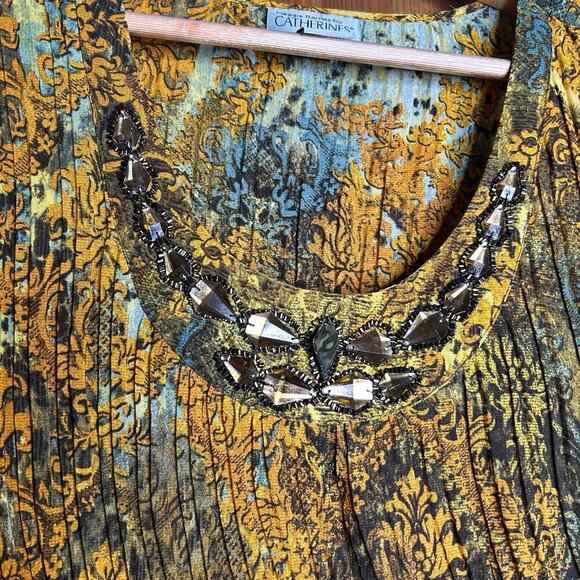 Catherines Animal Print Women’s Blouse 1X Bell Sleeves Boho Lagenlook Flowy Chic - Picture 5 of 8